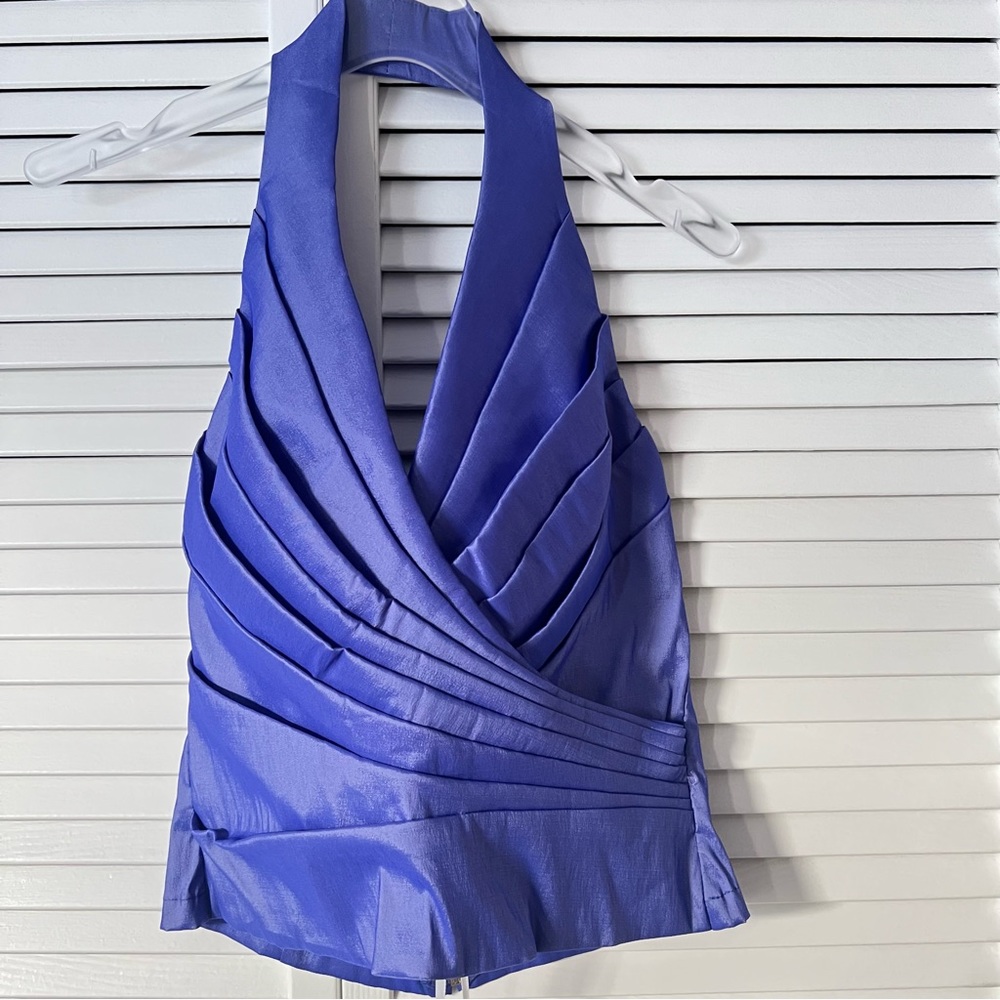 Tadashi Vintage Taffeta Stretch Halter Top Purple 12 US